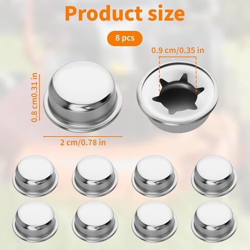 Push on Pushnut Caps, 8PCS 3/8" Axle Cap Nut Spring Steel, Spring Steel Push On Pushnut Caps, Push on Pushnut Cap Springs Steels Permanent Washer Caps for Hand Trucks, Rolling Bins and Lawn Push Wagon in Saudi Arabia