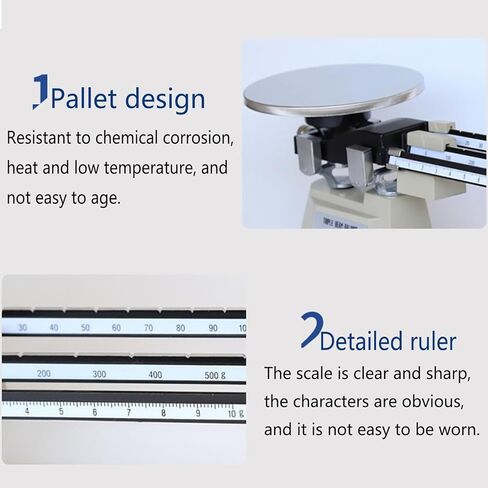 Laboratory Mechanical Scale, 3 Rulers Beam Mechanical Balance Scale with Weights, Weighing Range: 0.1g-2610g, Balance Pan Diameter (cm): 15.2, Stainless Steel Material, for Scientific in Kuwait