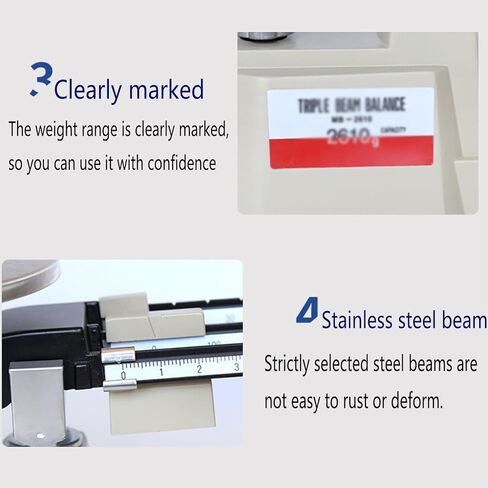 Laboratory Mechanical Scale, 3 Rulers Beam Mechanical Balance Scale with Weights, Weighing Range: 0.1g-2610g, Balance Pan Diameter (cm): 15.2, Stainless Steel Material, for Scientific in Kuwait