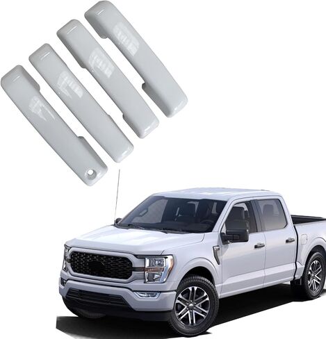 NINTE Door Tailgate Handle Covers Trim ABS White Painted for 2021-2025 Ford F150 Crew Cab 4 Door,No PSK No SKH（NOT The Replacement） in Kuwait