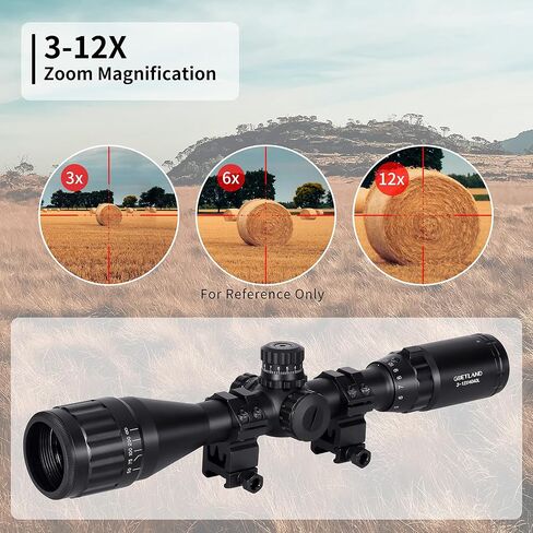 نطاق بندقية جوتلاند 3-12x40 AO أحمر أخضر أزرق مضيئة التقاطع SFP يتصاعد لمسدس الهواء Airsoft القوس والنشاب الصيد التكتيكي Ar in Kuwait