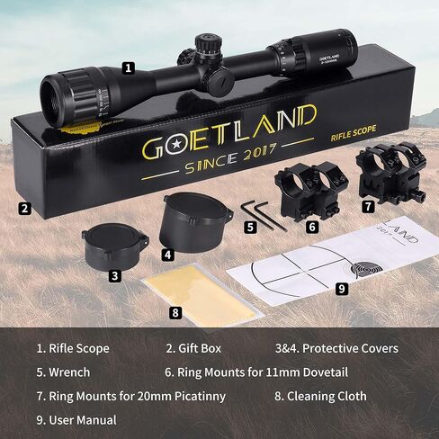 نطاق بندقية جوتلاند 3-12x40 AO أحمر أخضر أزرق مضيئة التقاطع SFP يتصاعد لمسدس الهواء Airsoft القوس والنشاب الصيد التكتيكي Ar in Kuwait