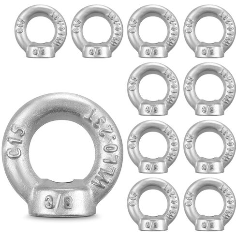 Fumete 10 Pcs 3/8"-16 Eye Nut, Drop Forged Galvanized Lifting Eye Nut, Heavy Duty Lifting Bolt, 506 lb Wll in Saudi Arabia