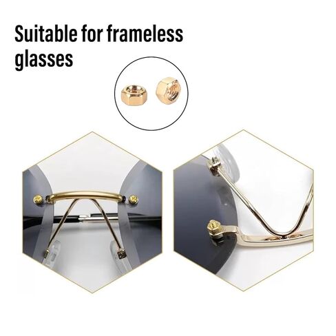 (100 Pcs) Gold Eyeglasses Hex Nuts Eyewear Repair Kits for Rimless Glasses Frameless Accessoreis by Dhoptical in Kuwait