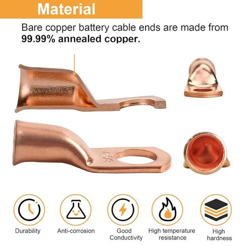12 قطعة 4/0 AWG 5/16 بوصة (M8) مسمار أسلاك نحاسية شديدة التحمل مع 12 قطعة أنابيب انكماش حراري 4/0 قياس كابل البطارية ينتهي أطراف حلقية ثقوب نحاسية عارية محطة حلقية أنبوبية لسيارة قارب البحرية in Kuwait