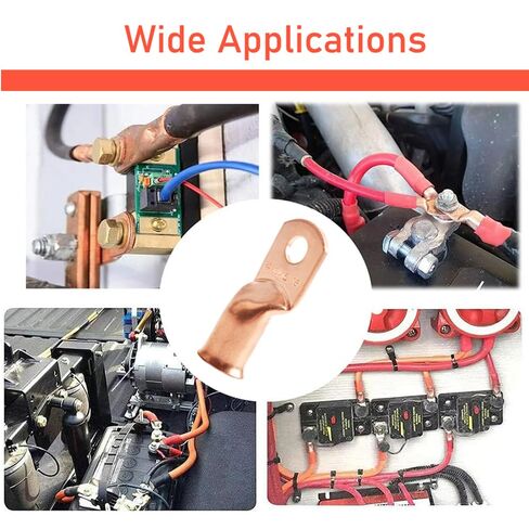 12 قطعة 4/0 AWG 5/16 بوصة (M8) مسمار أسلاك نحاسية شديدة التحمل مع 12 قطعة أنابيب انكماش حراري 4/0 قياس كابل البطارية ينتهي أطراف حلقية ثقوب نحاسية عارية محطة حلقية أنبوبية لسيارة قارب البحرية in Kuwait