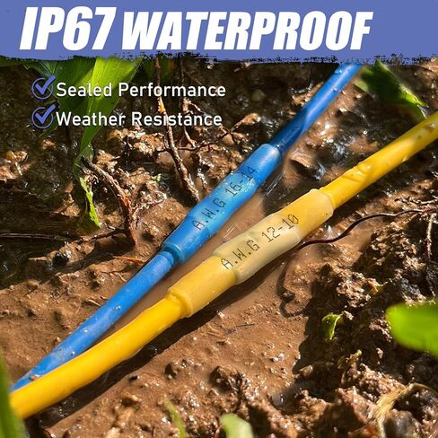 380 قطعة من موصلات مؤخرة الانكماش الحراري من Vesmikit - طقم موصلات أسلاك كهربائية مقاومة للماء من الدرجة البحرية - أطراف تجعيد نحاسية معزولة بعقب لصق للأسلاك والسيارات والقوارب وشاحنة مقطورة وستيريو in Kuwait