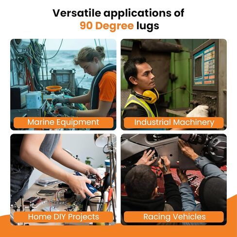 SELTERM 10pcs - 2 AWG 3/8" Stud - 90° Bent Battery Lugs - Ring Terminal Connectors with 12pcs 3:1 Black & Red 5/8" Heat Shrink Tubing - Heavy Duty Battery Cable Ends - Tinned Copper Wire Connector Kit in Kuwait