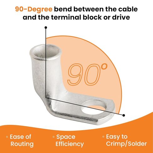 SELTERM 10pcs - 2 AWG 3/8" Stud - 90° Bent Battery Lugs - Ring Terminal Connectors with 12pcs 3:1 Black & Red 5/8" Heat Shrink Tubing - Heavy Duty Battery Cable Ends - Tinned Copper Wire Connector Kit in Kuwait