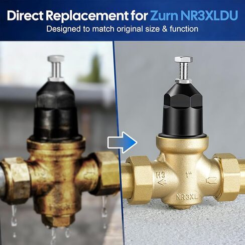 1-NR3XLDU صمام تخفيض الضغط مقاس 1 بوصة مع اتصال FNPT مزدوج الاتحاد يستبدل منظم ضغط المياه Zurn Wilkins للمنزل، قابل للتعديل 15-75 رطل لكل بوصة مربعة لخطوط المياه الرئيسية السكنية in Kuwait