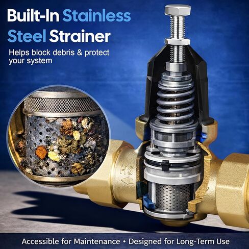 1-NR3XLDU صمام تخفيض الضغط مقاس 1 بوصة مع اتصال FNPT مزدوج الاتحاد يستبدل منظم ضغط المياه Zurn Wilkins للمنزل، قابل للتعديل 15-75 رطل لكل بوصة مربعة لخطوط المياه الرئيسية السكنية in Kuwait