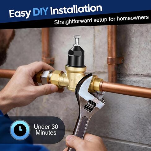 1-NR3XLDU صمام تخفيض الضغط مقاس 1 بوصة مع اتصال FNPT مزدوج الاتحاد يستبدل منظم ضغط المياه Zurn Wilkins للمنزل، قابل للتعديل 15-75 رطل لكل بوصة مربعة لخطوط المياه الرئيسية السكنية in Kuwait