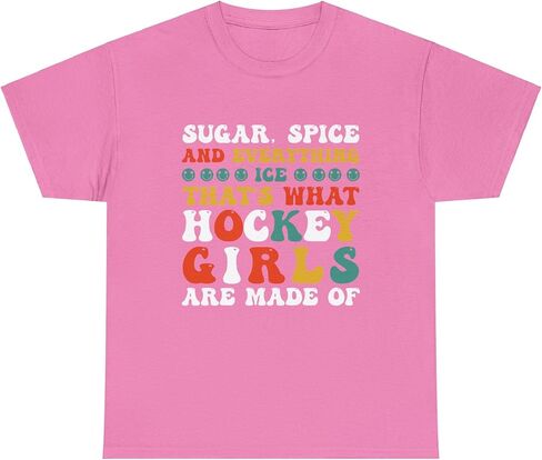 Ice Hockey Motivational Tee for Mom Daughter Coach Players Sugar Spice and Everything Typography Shirt in Saudi Arabia