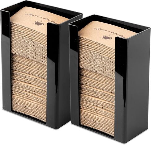 Coffee Cup Sleeve Holder - Hot Collar Jacket Organizer for Bulk Storage, Black Vertical Dispenser for Coffee Clutches at Home or Restaurant, Countertop or Wall Mount in Kuwait