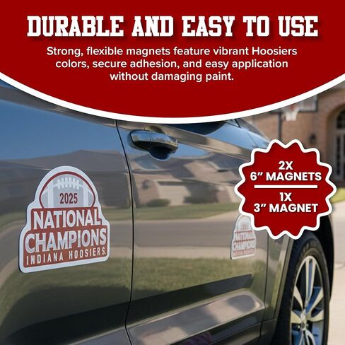 Indiana Hoosiers 2025 NCAA Football National Champions Large Auto Magnet Set, 3 Pack Durable Magnets – Two 6" and One 3" in Saudi Arabia