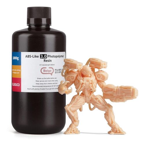 ELEGOO ABS-Like 3D Printer Resin 3.0, 405nm UV-Curing Photopolymer Resin for Mars Saturn Jupiter MSLA DLP LCD 3D Printing with Strength and Toughness, High Precision, Low Viscosity, Grey 1000g in Kuwait