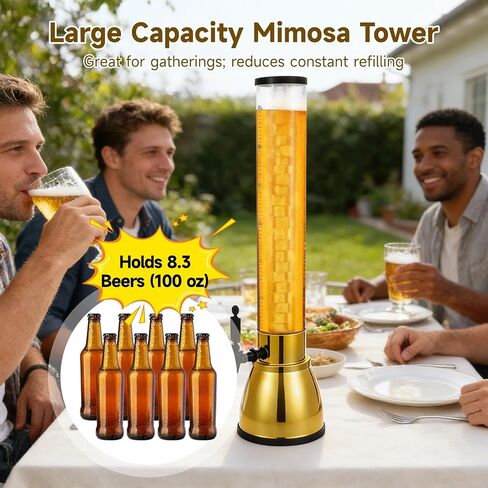 2 قطعة برج ميموزا 100 أونصة، موزعات مشروبات للحفلات، برج مشروبات كبير السعة يحمل 8.3 بيرة مع حنفية مانعة للتسرب وأنبوب ثلج، موزع بيرة طويل على الطاولة للمارجريتا والميموزا والسانجريا (2) in Kuwait