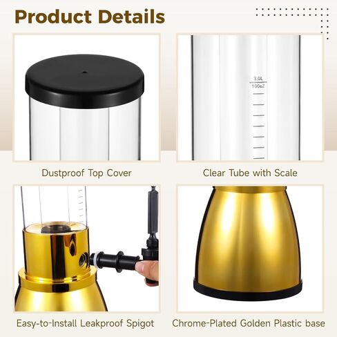 2 قطعة برج ميموزا 100 أونصة، موزعات مشروبات للحفلات، برج مشروبات كبير السعة يحمل 8.3 بيرة مع حنفية مانعة للتسرب وأنبوب ثلج، موزع بيرة طويل على الطاولة للمارجريتا والميموزا والسانجريا (2) in Kuwait