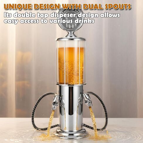 Milltrip Gas Pump Dispenser, Double Guns Beer/Wine/Liquor Dispense Metal Pump Gas Station, Beer Tower Dispenser Beverage Pump Liquor Dispenser for Scotch, Vodka, Cocktails, Non-Alcoholic Drink in Saudi Arabia