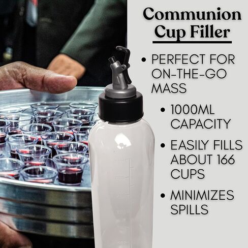 Needzo 1000 mL Communion Cup Filler Bottle with Pour Spout Button, Plastic No Drip Dispenser, Church Supplies in Saudi Arabia