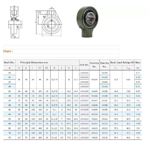 UCHA206-19,1-3/16" Bore,Screw Conveyor Hanger Mounted Bearing w/Set Screw in Saudi Arabia