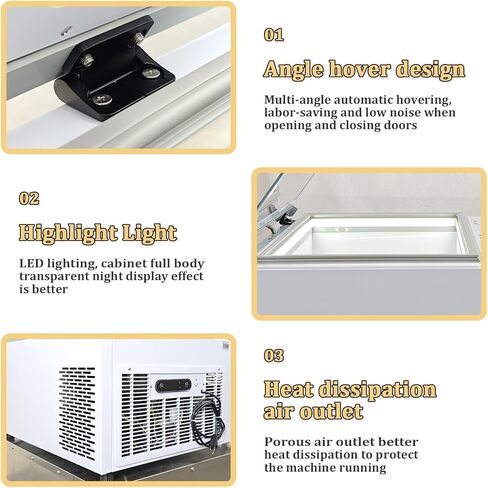 Kolice Commercial Tabletop Ice Cream Showcase Freezer, Desktop Ice Cream Dipping Cabinet, Countertop ice cream display showcase freezer with 3 Pans, Auto Defrost, Anti-Fog Glass, LED light included in Kuwait