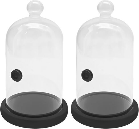 MDEOOSKY 2 PCS Glass Smoking Cloche with Wooden Base, Smoking Dome with Hole for Infusing Cocktails and Food, Ideal for Home Decor and Culinary Use in Saudi Arabia