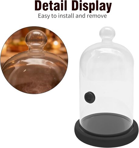 MDEOOSKY 2 PCS Glass Smoking Cloche with Wooden Base, Smoking Dome with Hole for Infusing Cocktails and Food, Ideal for Home Decor and Culinary Use in Saudi Arabia
