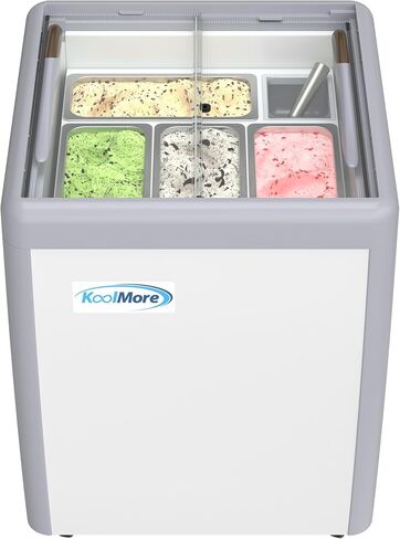 KoolMore Commercial Gelato Dipping Cabinet with Protective Sneeze Guard, Clear Display Case with a Large 9-Pan Capacity, Rolling Wheels and Lockable Breaks in Saudi Arabia