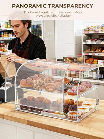 Commercial Acrylic Bakery Display Case with Magnetic Back Door, Portable Countertop Food Display for Bakery, Café, Wedding & Outdoor Buffet (Dessert/Cake/Cookie) in Saudi Arabia