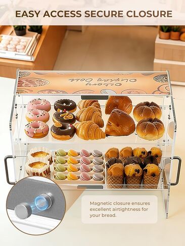 Commercial Acrylic Bakery Display Case with Magnetic Back Door, Portable Countertop Food Display for Bakery, Café, Wedding & Outdoor Buffet (Dessert/Cake/Cookie) in Saudi Arabia