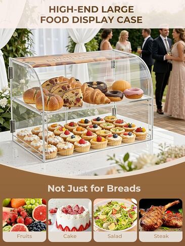 Commercial Acrylic Bakery Display Case with Magnetic Back Door, Portable Countertop Food Display for Bakery, Café, Wedding & Outdoor Buffet (Dessert/Cake/Cookie) in Saudi Arabia