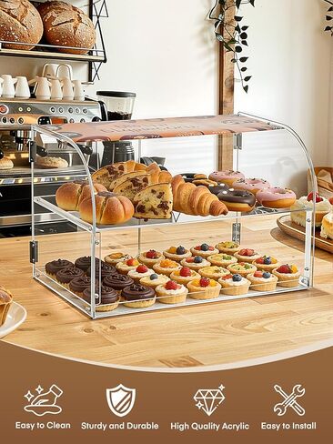 Commercial Acrylic Bakery Display Case with Magnetic Back Door, Portable Countertop Food Display for Bakery, Café, Wedding & Outdoor Buffet (Dessert/Cake/Cookie) in Saudi Arabia