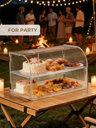 Commercial Acrylic Bakery Display Case with Magnetic Back Door, Portable Countertop Food Display for Bakery, Café, Wedding & Outdoor Buffet (Dessert/Cake/Cookie) in Saudi Arabia