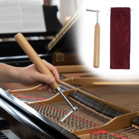 QWORK #2 Piano Tuning Wrench, Universal Star Tip Long Handle Tuning Tool with Velvet Bag, Professional & Beginner Piano Repair Kit for Upright & Grand Pianos, 11.6" L x 3" W in Kuwait