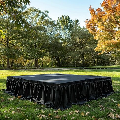 Efavormart Portable Stage Skirting Polyester Shirred Pleat Stage Cover for Wedding Platform Black - 24" x20ft in Saudi Arabia
