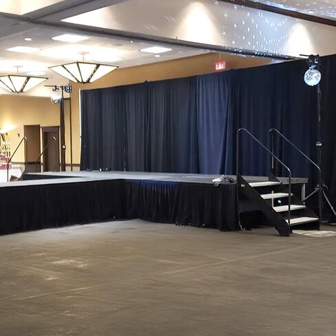 Efavormart Portable Stage Skirting Polyester Shirred Pleat Stage Cover for Wedding Platform Black - 24" x20ft in Saudi Arabia