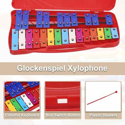 MECCANIXITY 25 Notes Xylophone Professional Xylophone Percussion Musical Instruments Music Teaching Tool, Red in Saudi Arabia