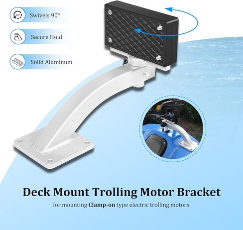 Aluminum 90 Degree Adjustable Trolling Motor Deck Mount for Clamp-on Type Electric Trolling Motors, for Kayak Canoe, Small boat, Jon Boats, Skiffs丨Adjustable Angle丨Quick Removal丨Good Weld in Saudi Arabia
