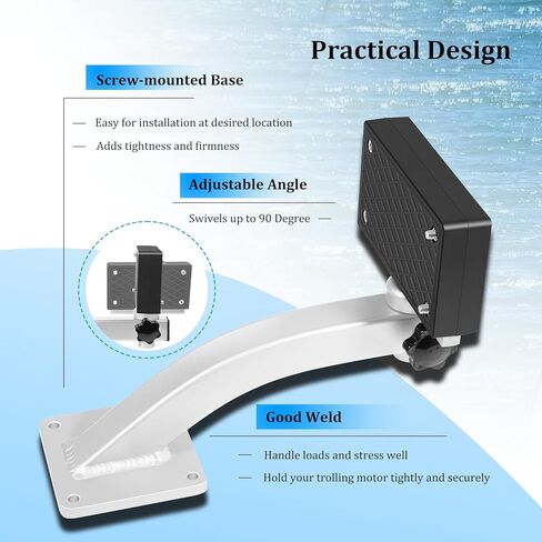 Aluminum 90 Degree Adjustable Trolling Motor Deck Mount for Clamp-on Type Electric Trolling Motors, for Kayak Canoe, Small boat, Jon Boats, Skiffs丨Adjustable Angle丨Quick Removal丨Good Weld in Saudi Arabia