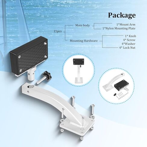 Aluminum 90 Degree Adjustable Trolling Motor Deck Mount for Clamp-on Type Electric Trolling Motors, for Kayak Canoe, Small boat, Jon Boats, Skiffs丨Adjustable Angle丨Quick Removal丨Good Weld in Saudi Arabia