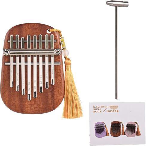 Kalimba 8 Keys Thumb Piano for Beginners Sapele Wood Portable Finger Piano with Tuning Hammer Mini Musical Instrument Gift for Music Lovers(Pink) in Saudi Arabia