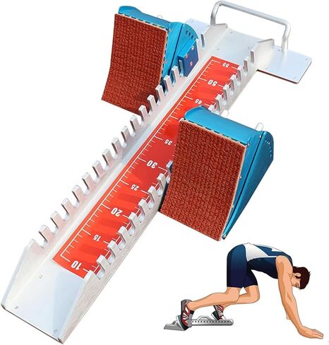 Aluminum Alloy Starting Block with Handle and Scale, 6 Adjustable Pedal Angles&Size: 64 * 24 * 10cm&Strong Anti Slip Grip, for Training Competition in Saudi Arabia
