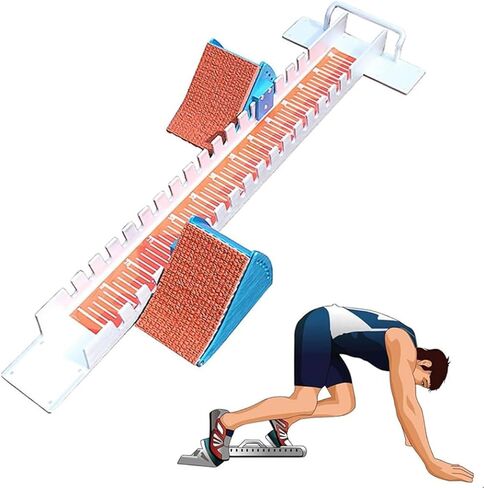 Race Starting Blocks, 84cm Aluminum Alloy Adjustable Running Aid with Cleats, 6 Angle Adjustable Sprinter Track Blocks, for Track and Field, Playground, Stadium in Saudi Arabia
