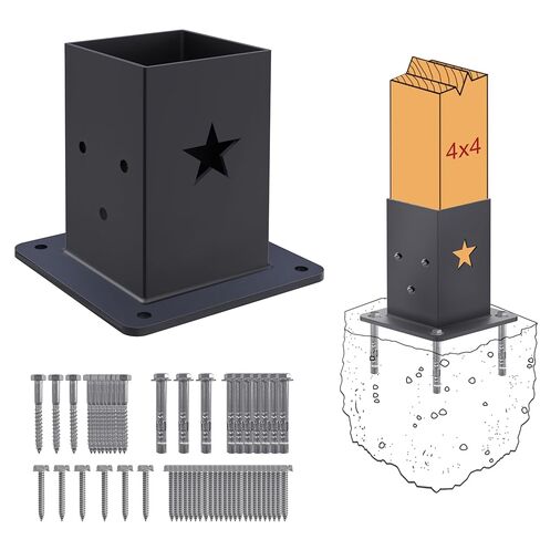 4x4 Post Base, Heavy-Duty 4x4 Post Bracket (3.6 x 3.6 Inch Inner Size), Decorative Powder-Coated Wood Post Anchors for Pergolas, Fences, Decks, and Porch Railings(2-Pack) in Saudi Arabia