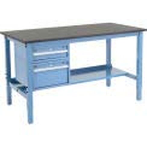 Global Industrial 60"W x 30"D Workbench, 1" Thick Phenolic Resin Safety Edge with Drawers & Shelf, Blue in Saudi Arabia