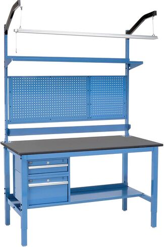 Global Industrial 60" W x 30" D Workbench, 1" Thick Phenolic Resin Safety Edge Complete Bench, Blue in Saudi Arabia