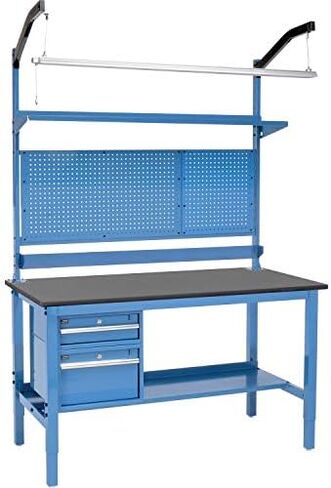 Global Industrial 60" W x 30" D Workbench, 1" Thick Phenolic Resin Safety Edge Complete Bench, Blue in Saudi Arabia