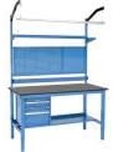 Global Industrial 60" W x 30" D Workbench, 1" Thick Phenolic Resin Safety Edge Complete Bench, Blue in Saudi Arabia