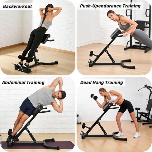 Foldable Hyperextension Roman Chair with Back Extension,Home Gym Sit Up Bench for Glute & Ab Workouts,Optional Adjustment Angle & Height,Multi-Function Heavy-Duty Exercise Equipment,Holds 330 Lbs in Saudi Arabia